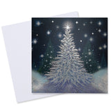 Silver Light Christmas Tree Christmas Card - 10 Pack