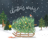 Christmas Tree Sleigh Christmas Card - 10 Pack