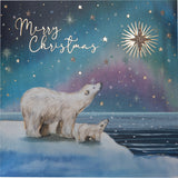 Northern Lights Polar Bears Christmas Card - 10 Pack