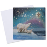 Northern Lights Polar Bears Christmas Card - 10 Pack