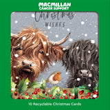 Highland Cow and Robin Christmas Card - 10 Pack