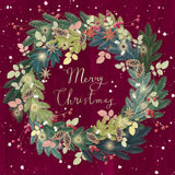 Foliage Wreath Christmas Card - 10 Pack