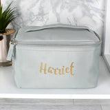 Personalise Grey Toiletry Bag with Gold Name