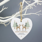 Personalised Reindeer Wooden Heart Decoration