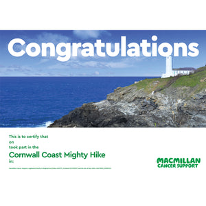 Mighty Hike Cornwall Coast Certificate