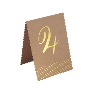 Gold foiled table numbers - kraft perfection