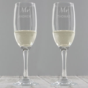 Personalised Classic Pair of Champagne Flutes