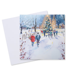 Around the Tree in The Village Christmas Card - 10 Pack