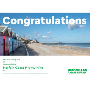 Norfolk Coast Mighty Hike Certificate
