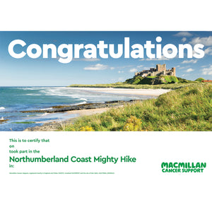Mighty Hike Northumberland Coast Certificate