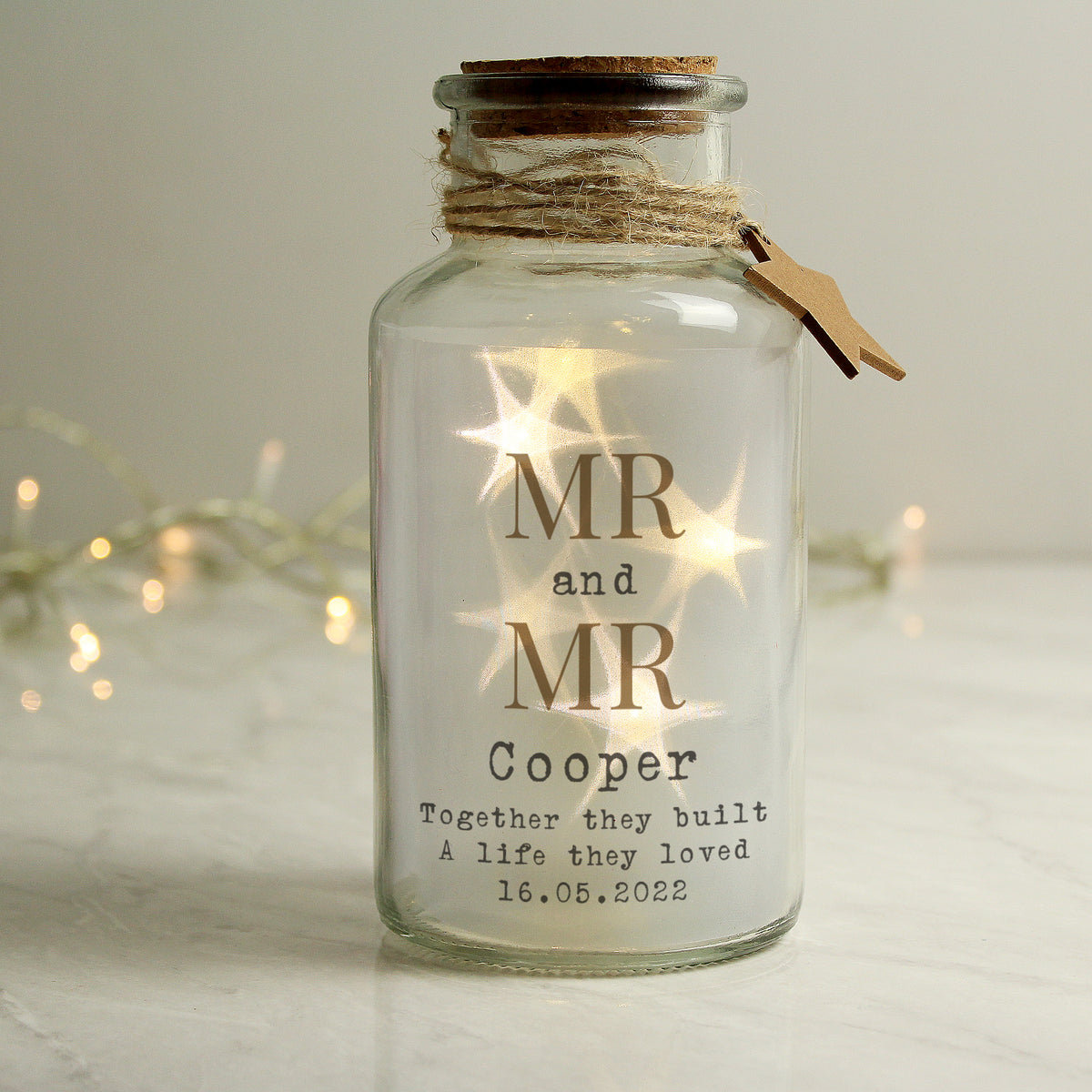 Personalised Wedding Light up Glass Jar Macmillan Cancer Support Shop