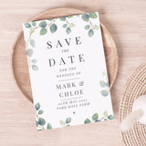 Personalised Eucalyptus Save The Dates x 24