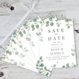Personalised Eucalyptus Save The Dates x 24