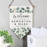 Personalised botanical hanging wedding banner
