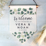 Personalised botanical hanging wedding banner