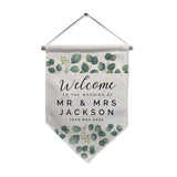 Personalised botanical hanging wedding banner