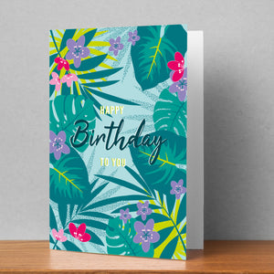 Happy Birthday Tropical Personalised Card
