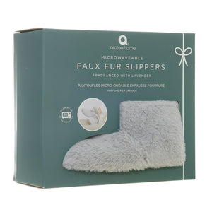 Grey Faux Fur Slipper Boots