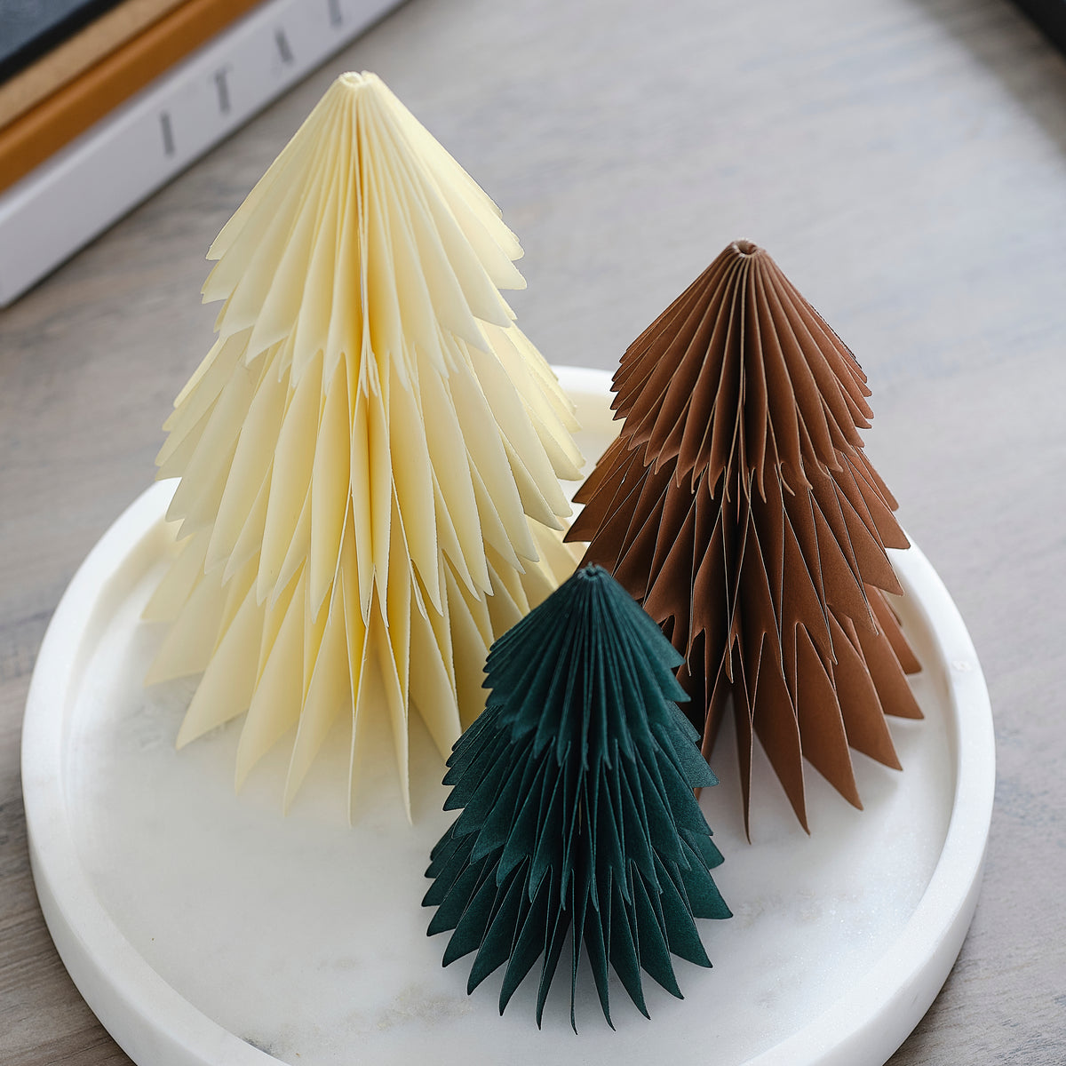 Honeycomb Trees 3pk Christmas Decorations – Macmillan Cancer Support Shop