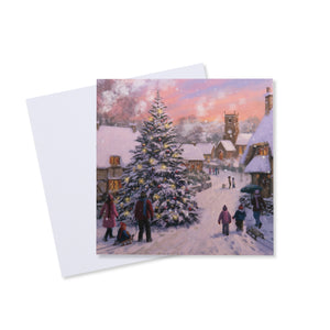 Snowy Village Scene Christmas Card - 10 Pack