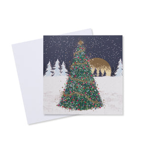 Gold Moonlit Tree Christmas Card - 10 Pack