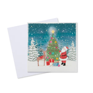 Santa and Tree Christmas Card - 10 Pack