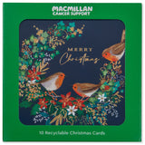 Robin Floral Wreath Charity Christmas Card - 10 Pack