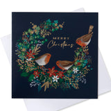 Robin Floral Wreath Charity Christmas Card - 10 Pack