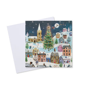 Village Christmas Tree Christmas Card - 10 Pack