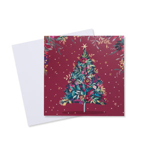 Floral Tree Christmas Card - 10 Pack