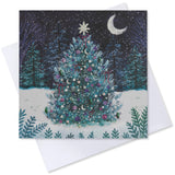 Purple Moonlit Tree Charity Christmas Card - 10 Pack