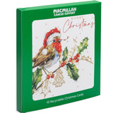 Robin and Holly Charity Christmas Card - 10 Pack