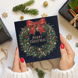 Candy Cane Wreath Charity Christmas Card - 10 Pack