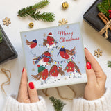 Robins with Lights Charity Christmas Card - 10 Pack