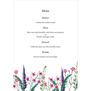 Wild Flower Menu - DO NOT ORDER