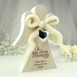 Personalised In Loving Memory Rustic Wooden Angel Decoration