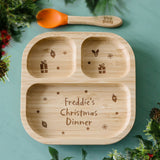 Personalised Christmas dinner bamboo plate and spoon