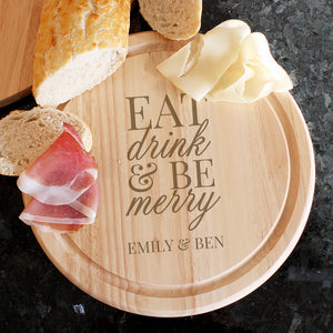 Personalised Eat Drink and Be Merry Chopping Board