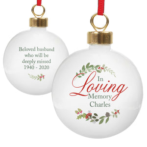 Personalised In Loving Memory Wreath Bauble