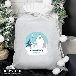 Personalised The Snowman and the Snowdog Pom Pom Sack