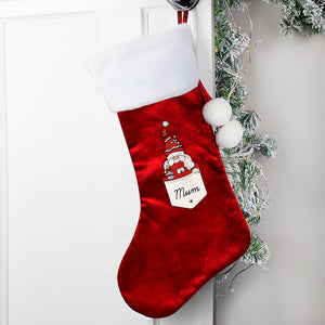 Personalised Female Gonk Family Red Christmas Stocking