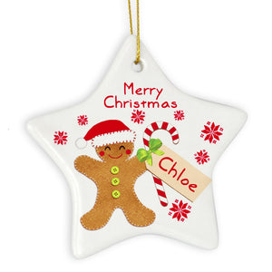 Personalised Felt Stitch Gingerbread star decoration
