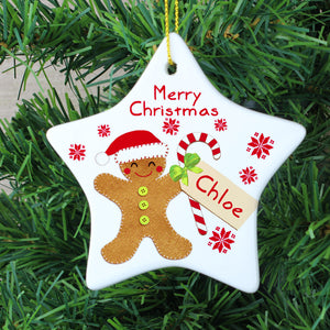 Personalised Felt Stitch Gingerbread star decoration