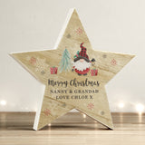 Personalised Gonk Christmas Wooden Star Ornament