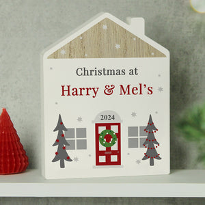 Personalised Christmas Wooden House Ornament