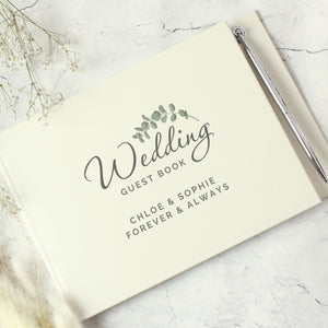 Personalised Botanical Wedding Guest Book & Pen