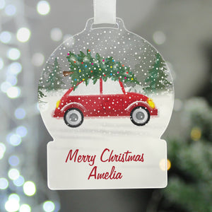 Personalised Driving Home For Christmas Acrylic Snow globe Decoration