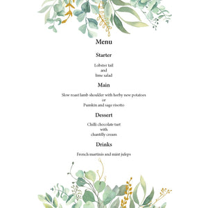 Foliage Menu - DO NOT ORDER
