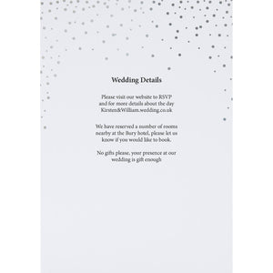 Silver confetti information card