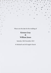 Silver confetti Save the Date